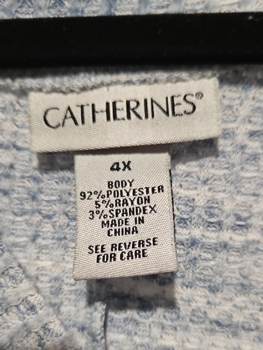 Catherines Heathered Light Blue V-Neck Waffle Knit Pullover Sweater - Picture 2 of 5